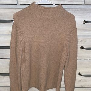 Tan Knit Turtleneck Sweater